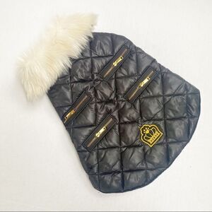 Pet Society Quilted Winter Jacket with Gold Zippers for small dogs
